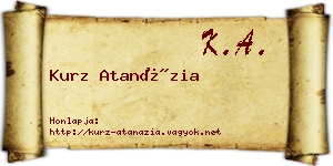 Kurz Atanázia névjegykártya